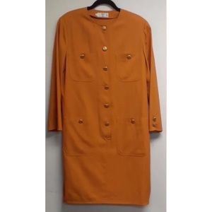 Vintage Valentino Mustard Yellow Sheath Dress Size 14